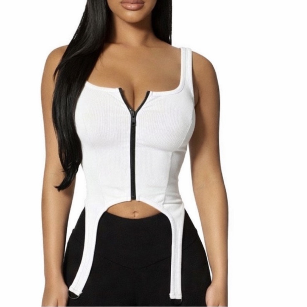Naked Wardrobe The Snatched And Zipped Garter Corset Tank Top XS